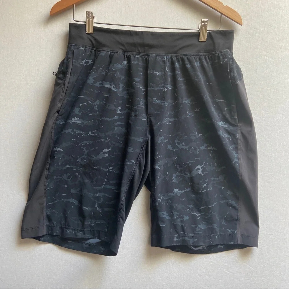 Lululemon Zeroed In Linerless Short 7" Textured Camo Black Grey Sz 30